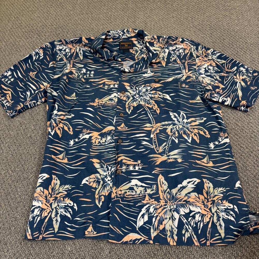 WOOLRICH Mens Button Down Shirt Size Large Floral Hawaiian Short Sleeve Hunting